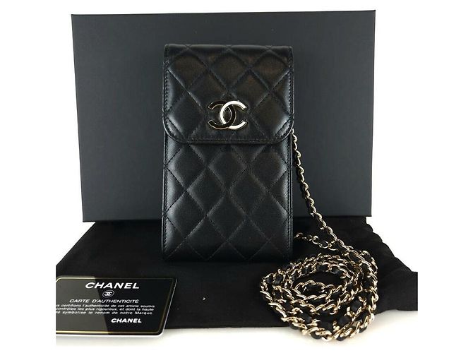 Chanel Borsa a tracolla porta telefono cc CC Nero - vista 7