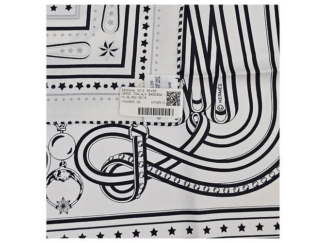 Hermès Sciarpa in seta da donna Grand Tralala Twilly Argento - vista 10