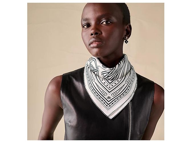Hermès Sciarpa in seta da donna Grand Tralala Twilly Argento - vista 3