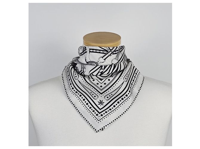 Hermès Sciarpa in seta da donna Grand Tralala Twilly Argento - vista 8