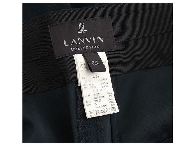 Lanvin Colección Pantalones Anchos con Fruncido Azul Marino Oscuro Negro - vista 3