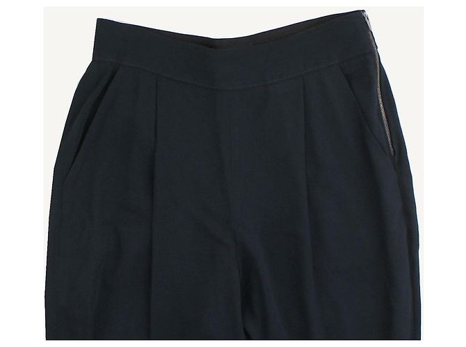 Lanvin Colección Pantalones Anchos con Fruncido Azul Marino Oscuro Negro - vista 4