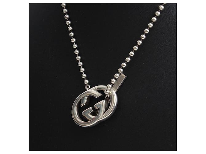 Gucci Collana Logo in Argento Nero - vista 4