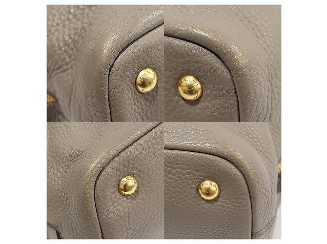 Prada Borsa a tracolla in Vitello Dino grigio con zip laterale e scritte Marrone - vista 6