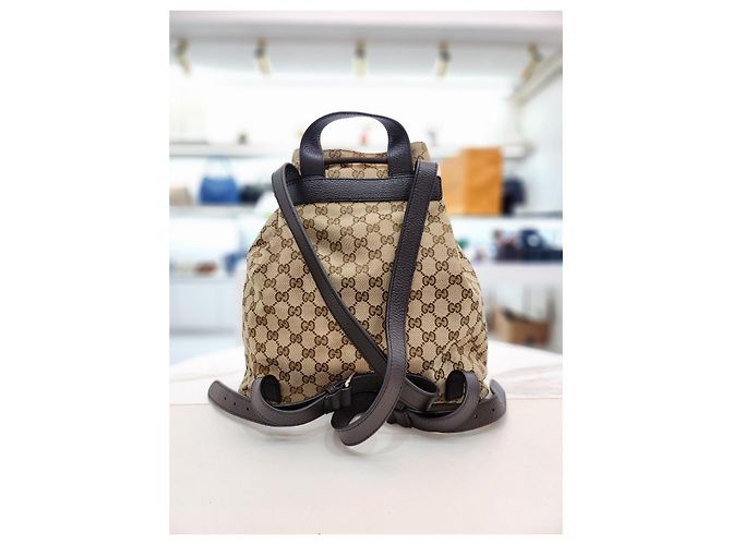 Gucci Canvas-Rucksack mit Kordelzug Braun - Ansicht 11