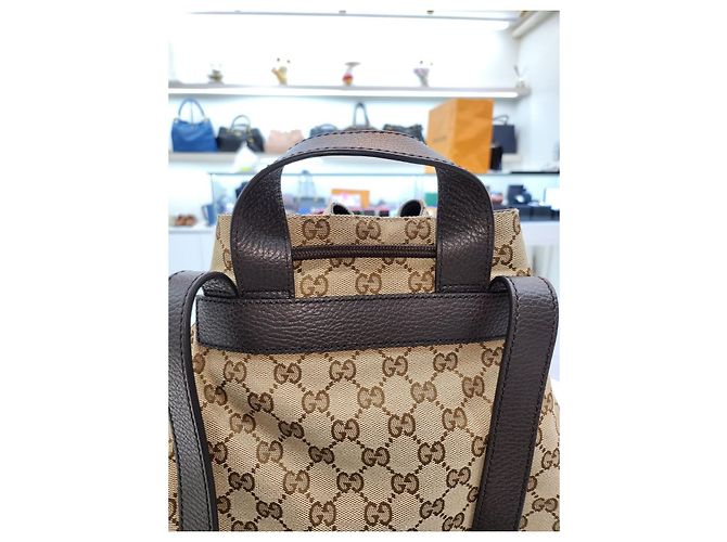 Gucci Canvas-Rucksack mit Kordelzug Braun - Ansicht 16