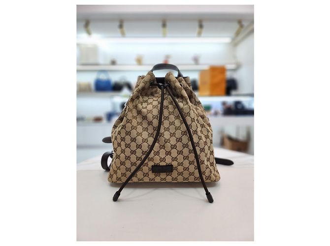 Gucci Canvas-Rucksack mit Kordelzug Braun - Ansicht 8