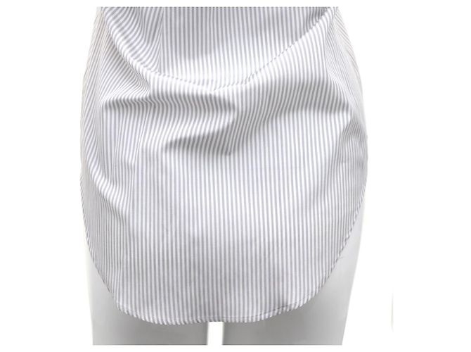 Thom Browne Camicia con collo rotondo in seta e cotone a righe University Marrone - vista 9
