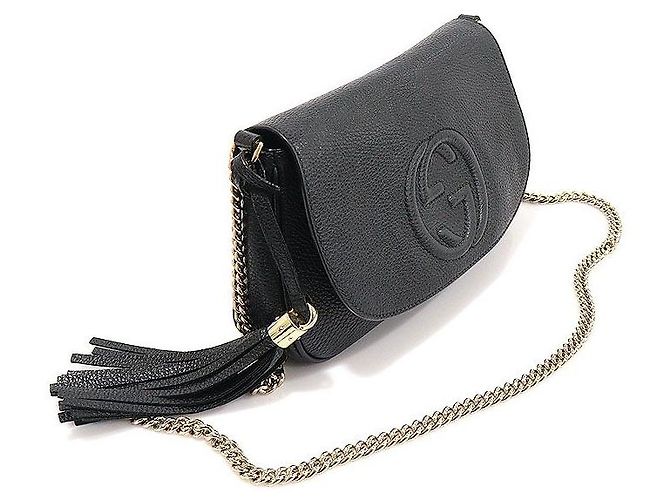 Gucci Borsa a tracolla Soho in pelle nera con nappa e catena Nero - vista 2
