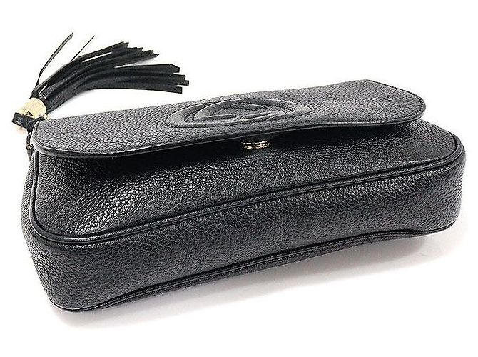 Gucci Borsa a tracolla Soho in pelle nera con nappa e catena Nero - vista 4