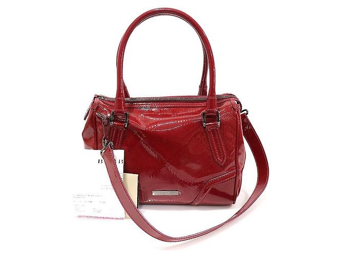 Burberry Tote Bowling Medium in vernice rosso - vista 2