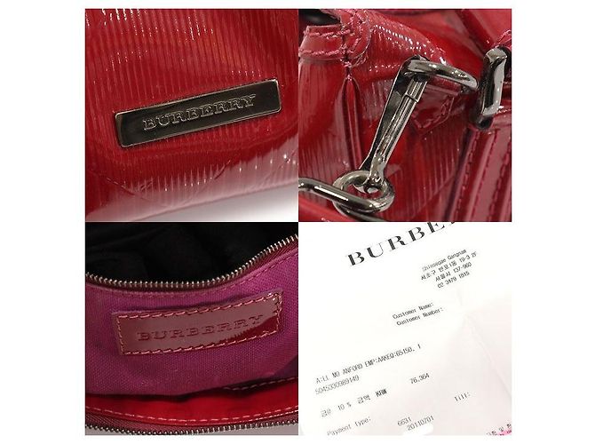 Burberry Tote Bowling Medium in vernice rosso - vista 7