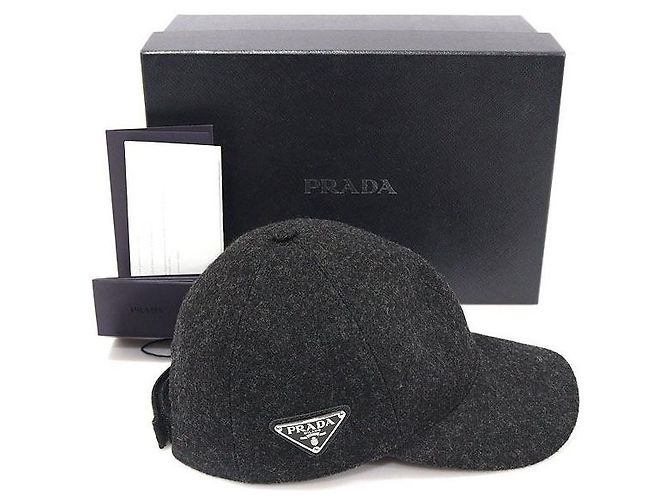 Prada Roden Baseball Cap aus Wolle in Anthrazitgrau Braun - Ansicht 2