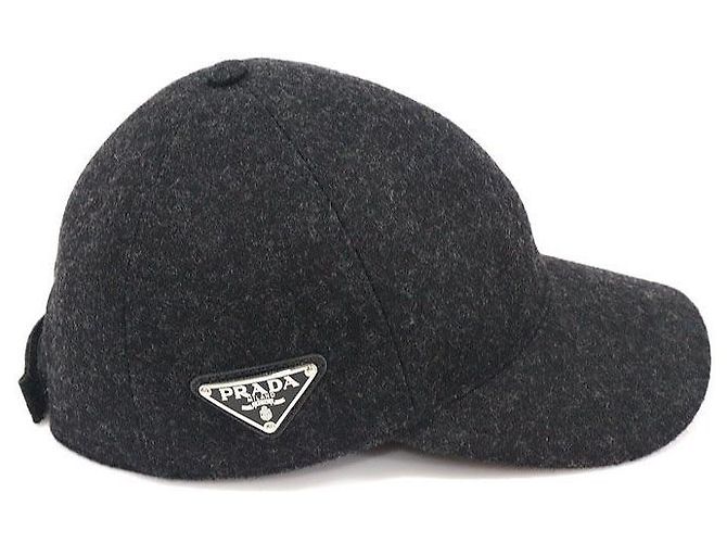 Prada Roden Baseball Cap aus Wolle in Anthrazitgrau Braun - Ansicht 4