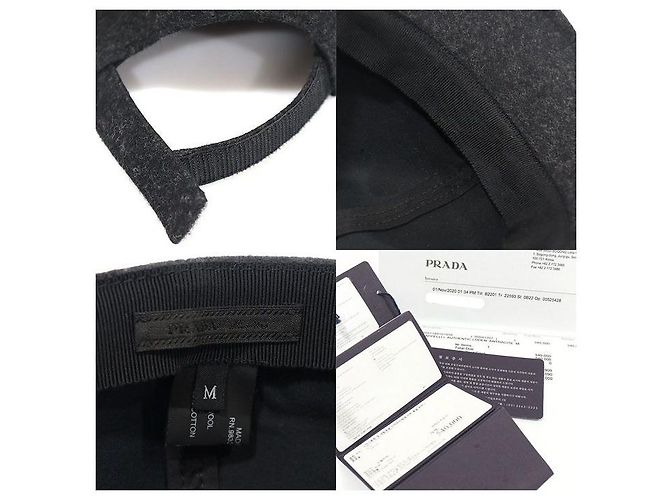 Prada Roden Baseball Cap aus Wolle in Anthrazitgrau Braun - Ansicht 7