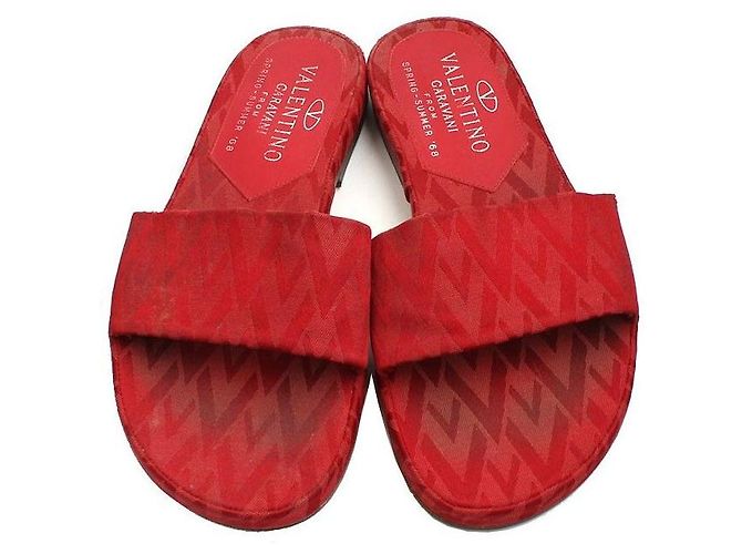 Valentino Pantofole in tessuto rosso - vista 2