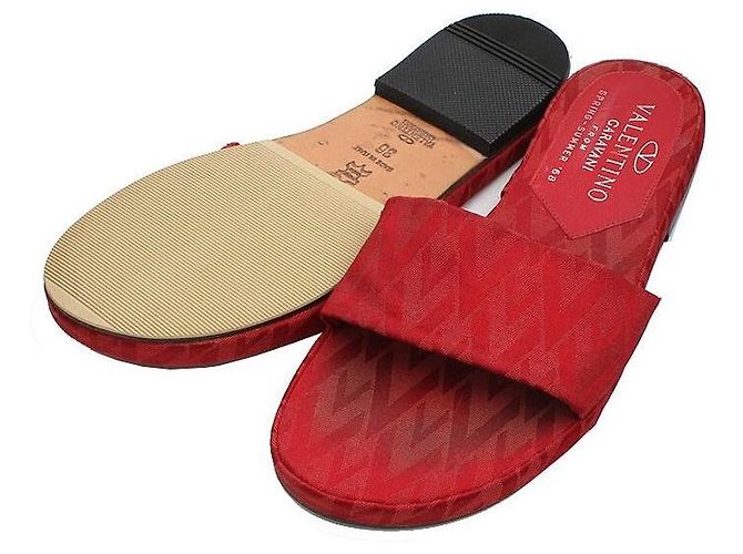 Valentino Pantofole in tessuto rosso - vista 3