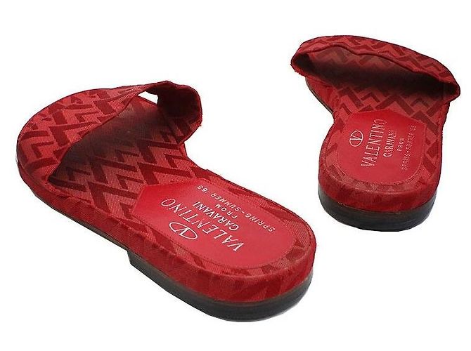 Valentino Pantofole in tessuto rosso - vista 4