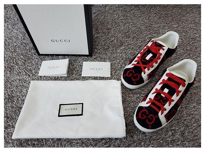 Gucci Sneakers Ace GG Diamond Towel Rosso - vista 2