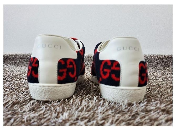 Gucci Sneakers Ace GG Diamond Towel Rosso - vista 4