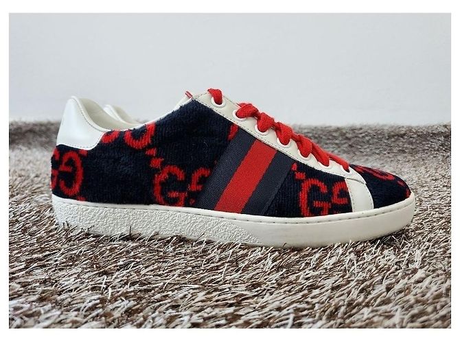 Gucci Sneakers Ace GG Diamond Towel Rosso - vista 7