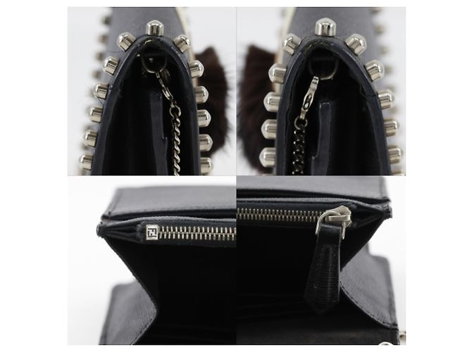Borsa a tracolla in pelle nera Fendi Karl Lagerfeld Nero - vista 10