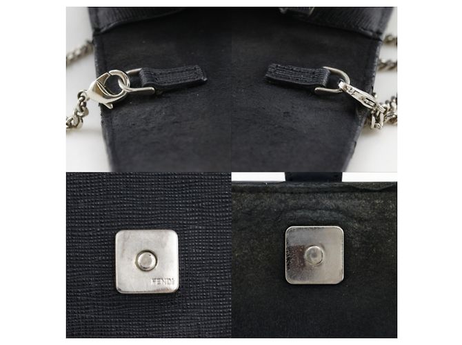 Borsa a tracolla in pelle nera Fendi Karl Lagerfeld Nero - vista 14