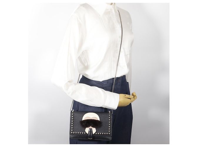 Borsa a tracolla in pelle nera Fendi Karl Lagerfeld Nero - vista 20