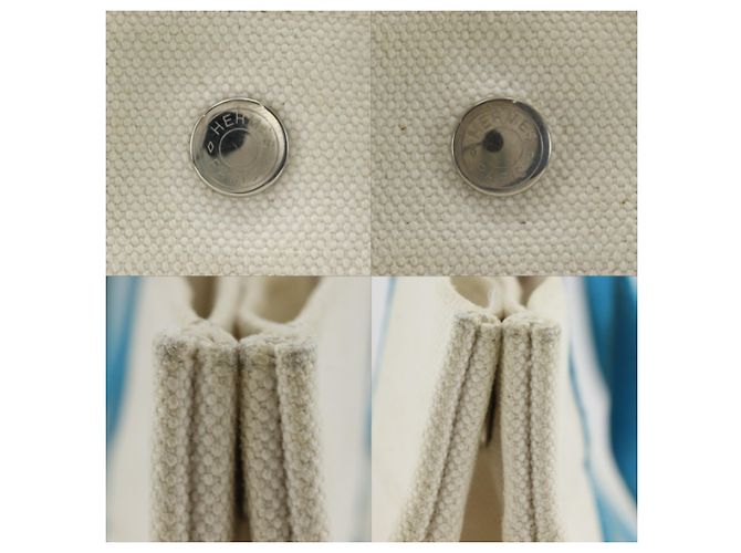 Hermès Hermes Bora PM Tote Bag in Hellblau und Weiß - Ansicht 18