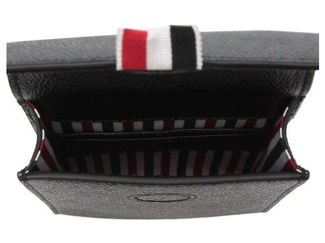 Thom Browne Porta-celular transversal com aba em couro granulado - vista 4