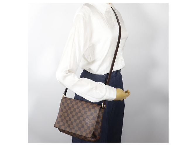 Borsa a tracolla Louis Vuitton Musette Tango Marrone Damier ebene - vista 18