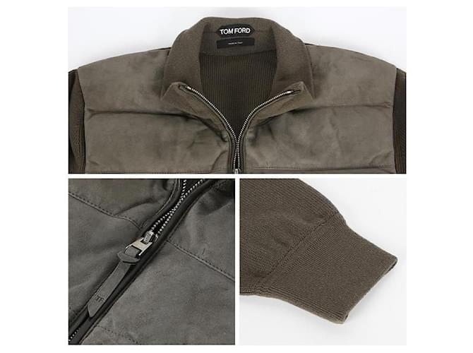 Tom Ford Suede Down Jacket Green - view 5