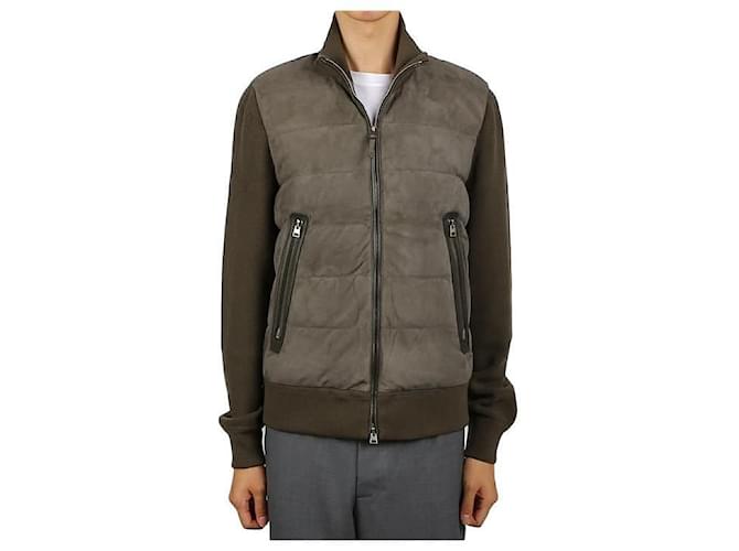 Tom Ford Suede Down Jacket Green - view 8