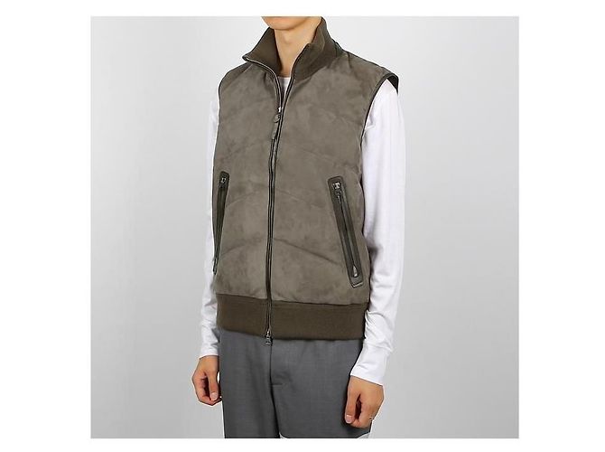 Tom Ford Suede Down Vest Green - view 2