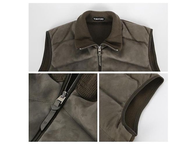 Tom Ford Suede Down Vest Green - view 5