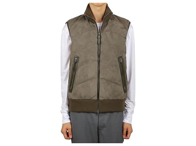 Tom Ford Suede Down Vest Green - view 8