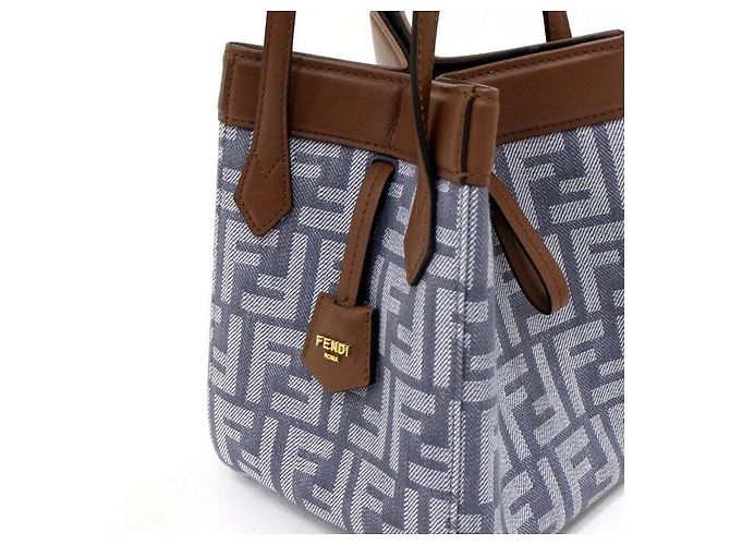 Fendi Mini borsa a secchiello FF Logo Origami Borsa a tracolla Blu - vista 10