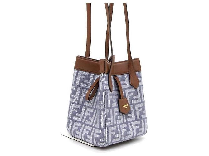 Fendi Mini borsa a secchiello FF Logo Origami Borsa a tracolla Blu - vista 4