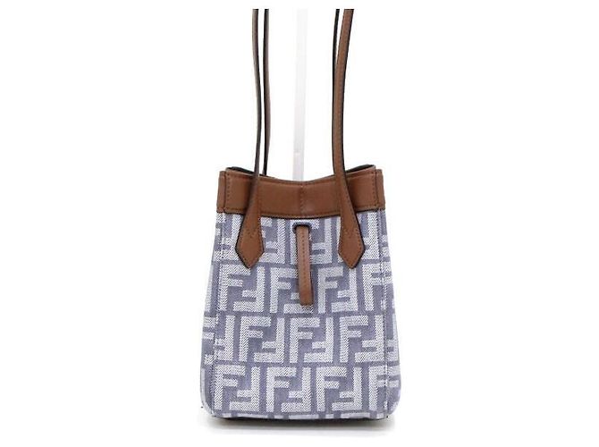 Fendi Mini borsa a secchiello FF Logo Origami Borsa a tracolla Blu - vista 5