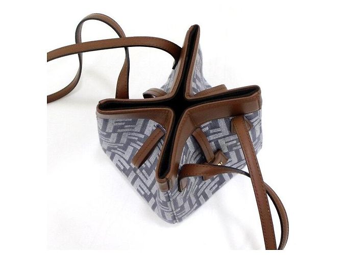 Fendi Mini borsa a secchiello FF Logo Origami Borsa a tracolla Blu - vista 6