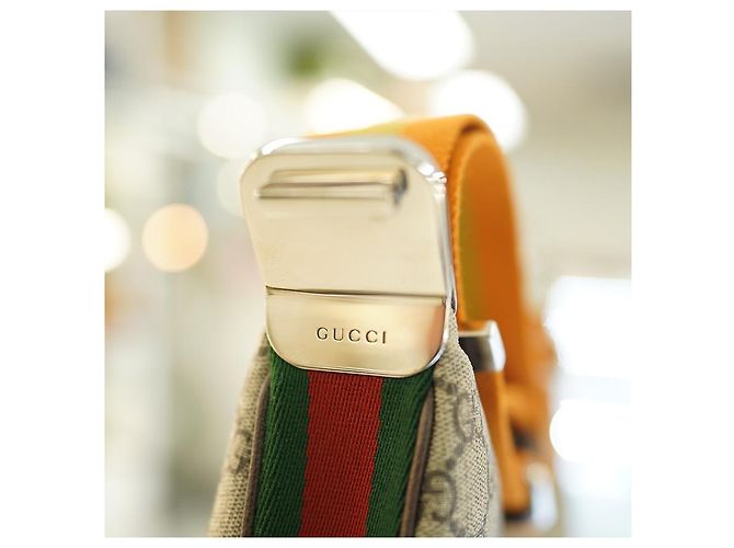 Gucci Borsa a Spalla Medium in Tela Beige Marrone - vista 12