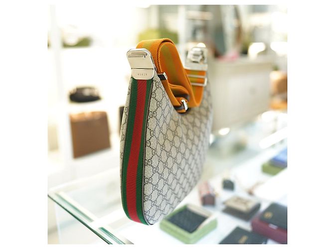 Gucci Borsa a Spalla Medium in Tela Beige Marrone - vista 14