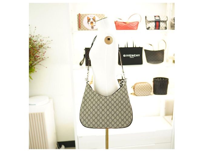 Gucci Borsa a Spalla Medium in Tela Beige Marrone - vista 2