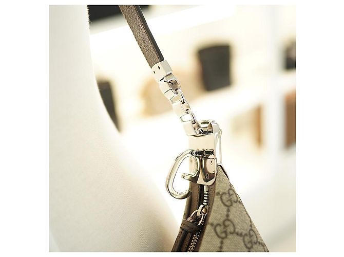 Gucci Borsa a Spalla Medium in Tela Beige Marrone - vista 20