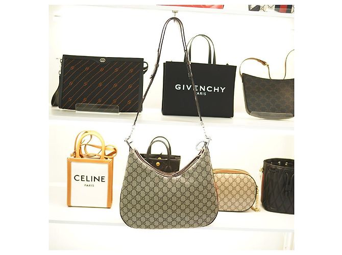 Gucci Borsa a Spalla Medium in Tela Beige Marrone - vista 24