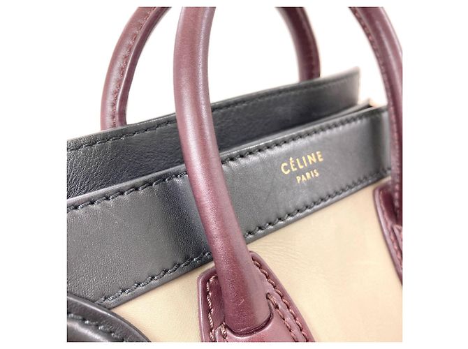 Céline Borsa 2-Way Celine Luggage Nano Nero Beige Cachi - vista 18