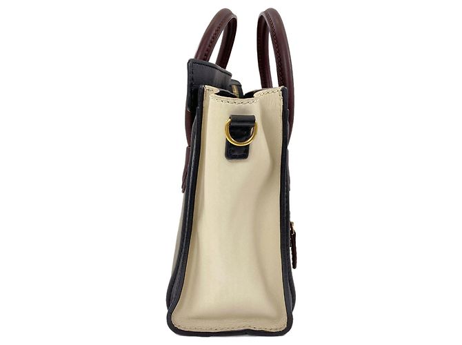 Céline Borsa 2-Way Celine Luggage Nano Nero Beige Cachi - vista 3