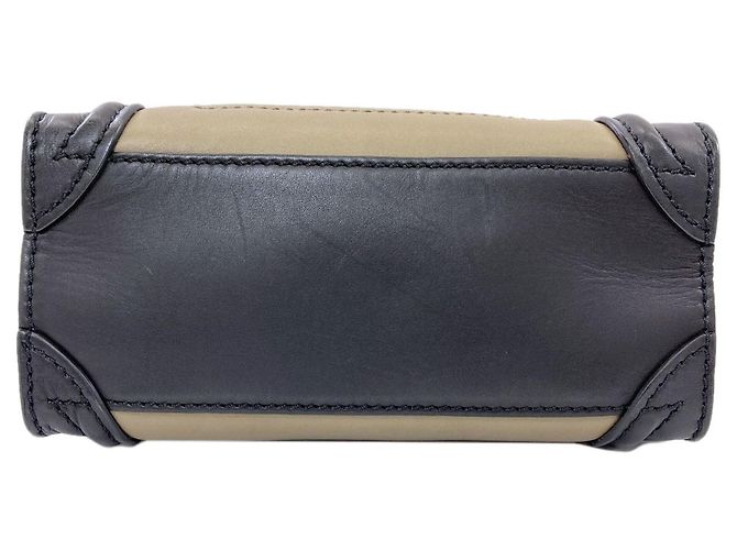 Céline Borsa 2-Way Celine Luggage Nano Nero Beige Cachi - vista 4