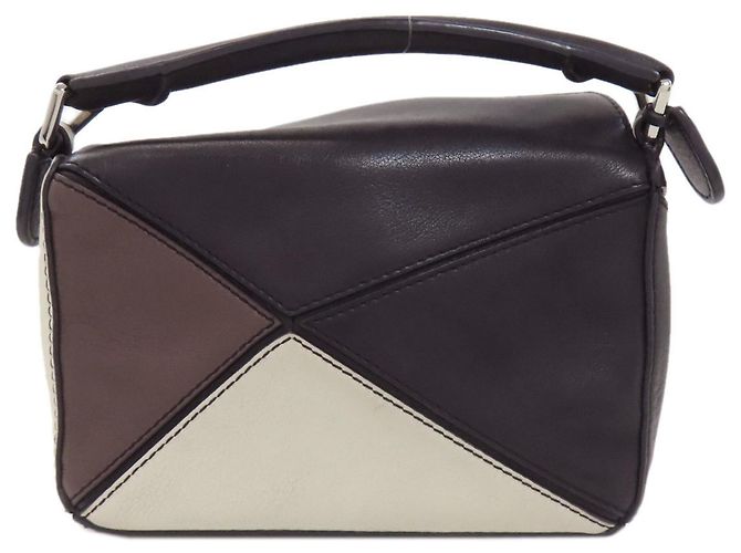 Borsa 2-Way Loewe Puzzle Bag Mini Marrone Nero Bianco - vista 2