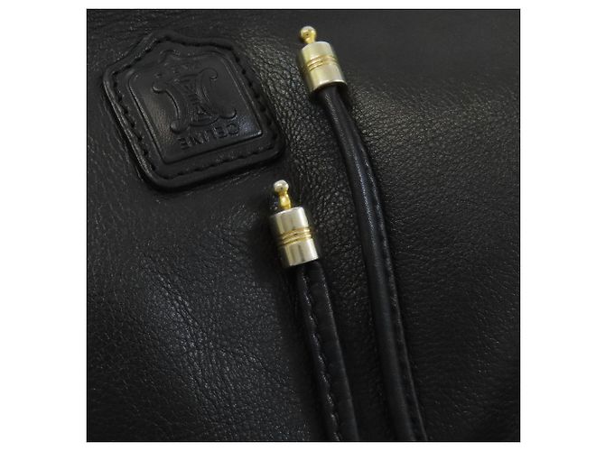 Céline Borsa a tracolla con coulisse in pelle nera Celine Nero - vista 15
